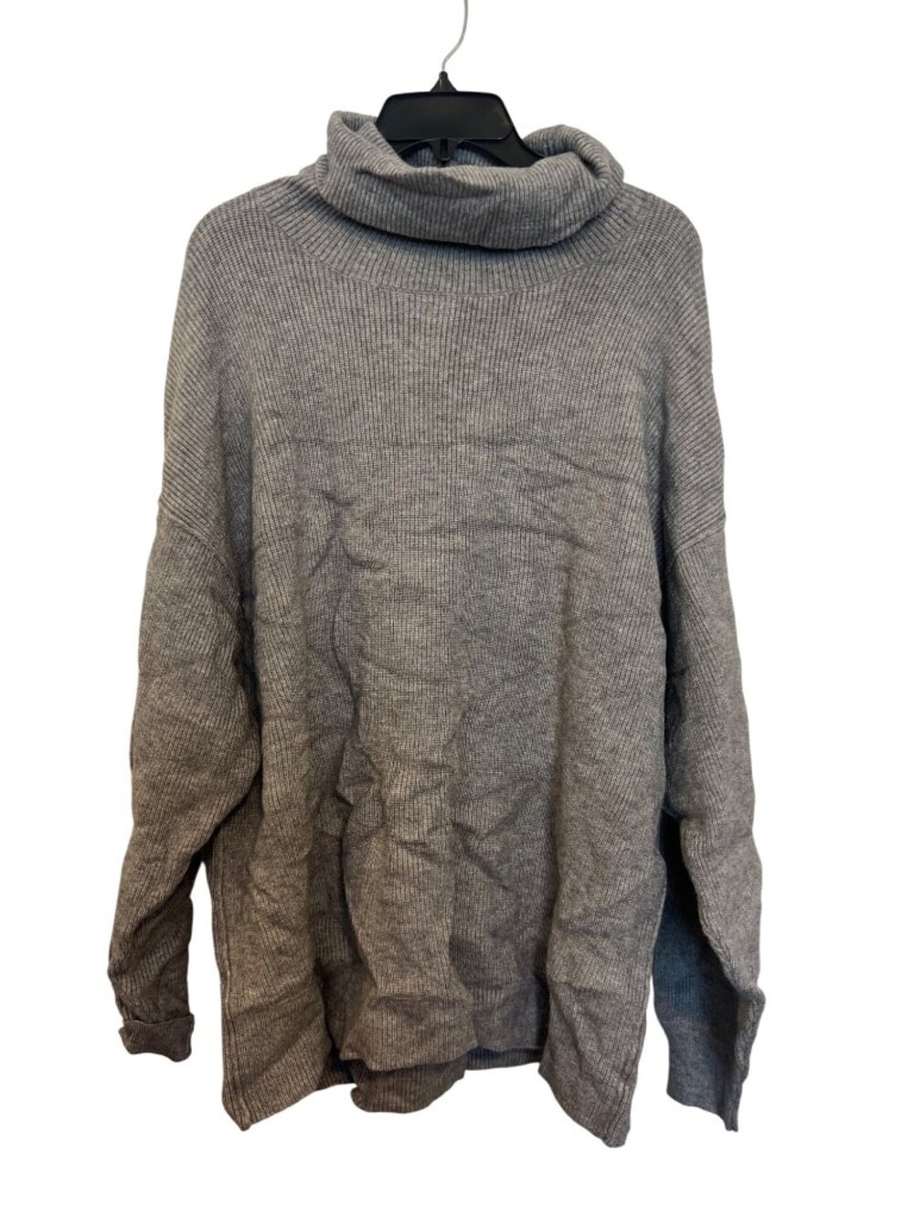 Free People Gray Turtleneck Sweater Medium Long Sleeve Knit Rayon Blend Womens